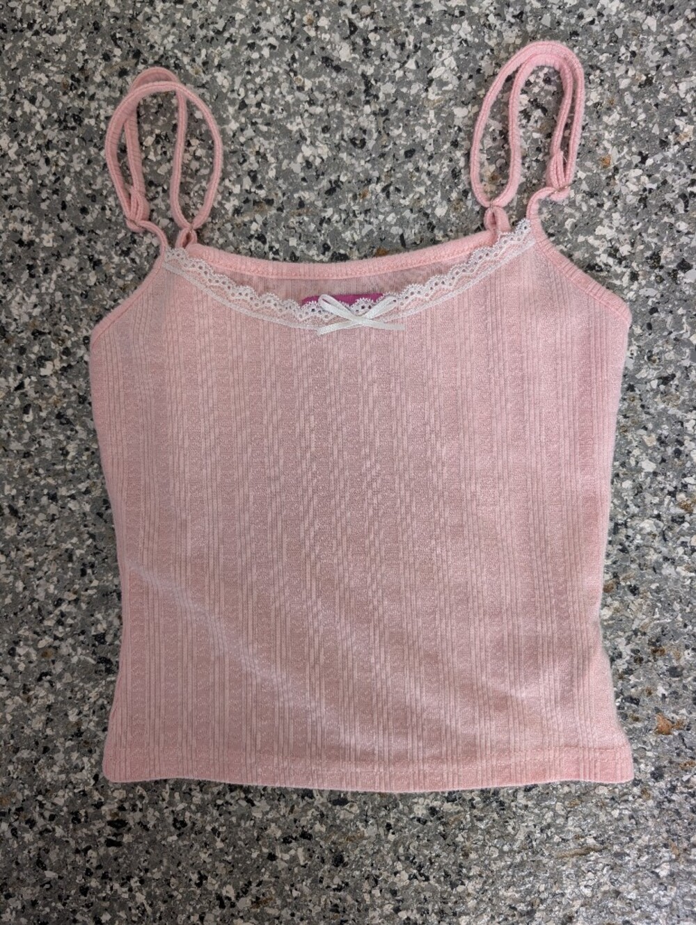 🩷 Edikted Pink Ribbed Lace-Trim Camisole